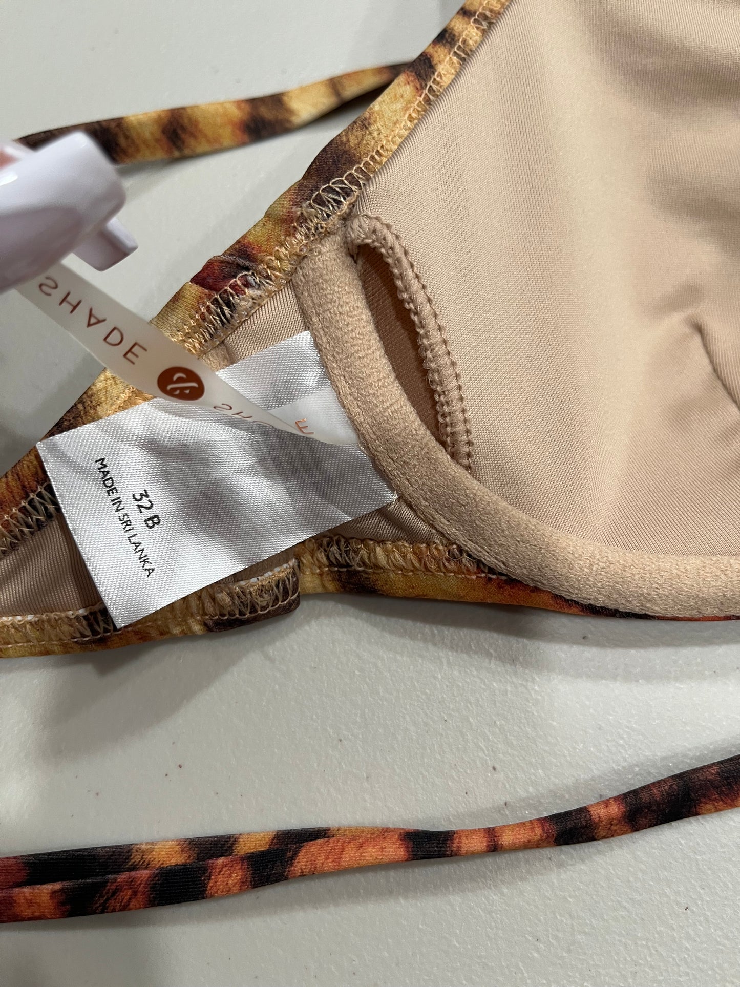 (S) Vintage zebra print padded bikini top