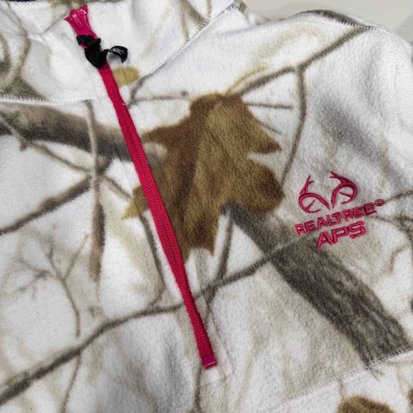 (M) pink realtree camo pullover fleece jacket