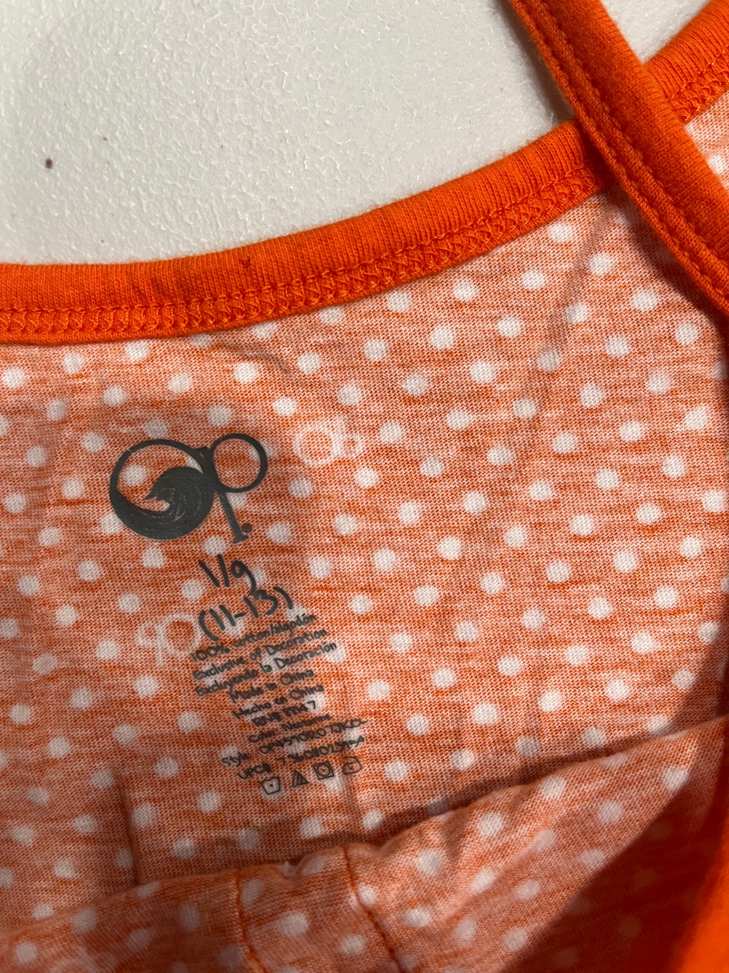 (M/L) Y2K Orange Polka Dot Lettuce Trim Tank