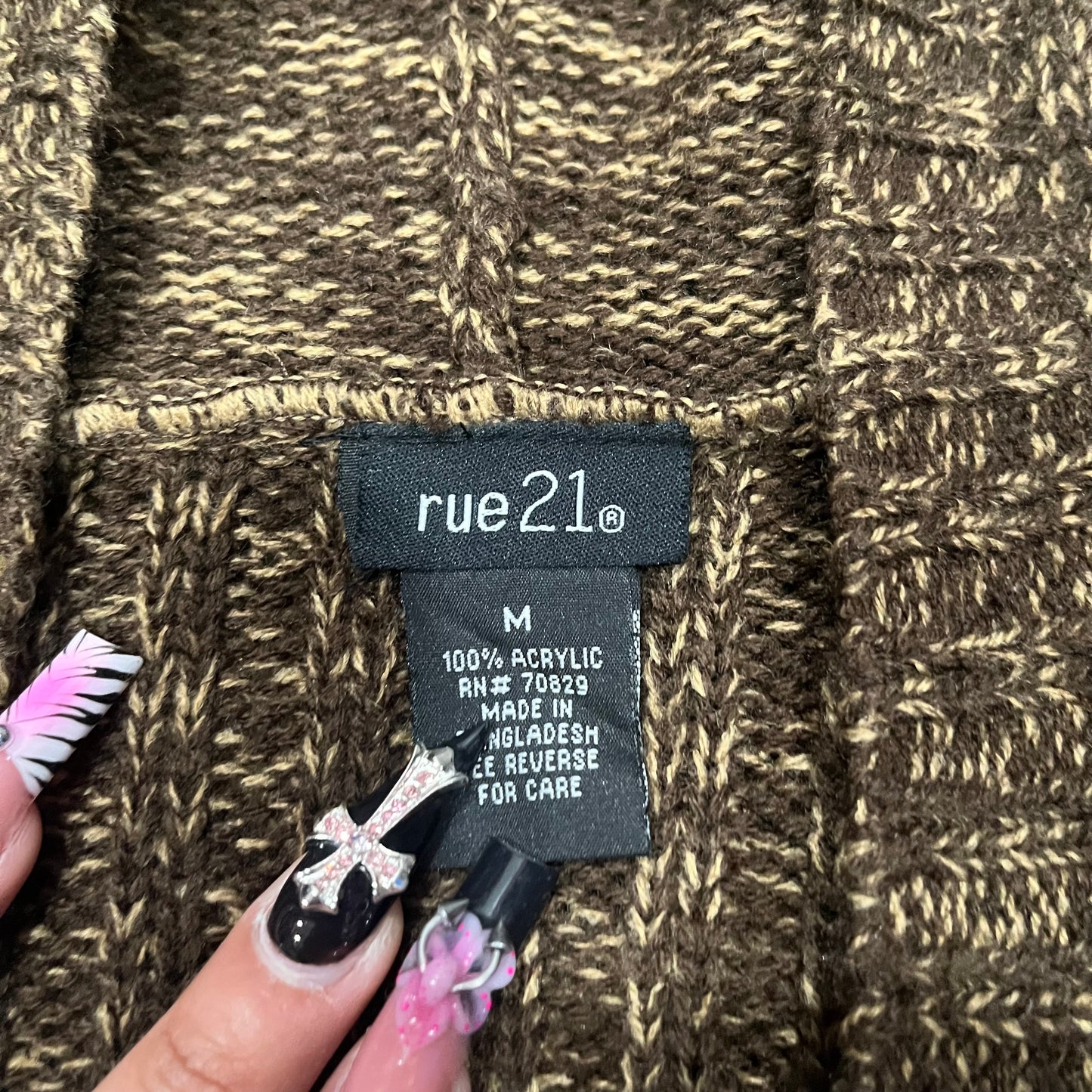 (M) Rue 21 Brown Knit Hoodie Top