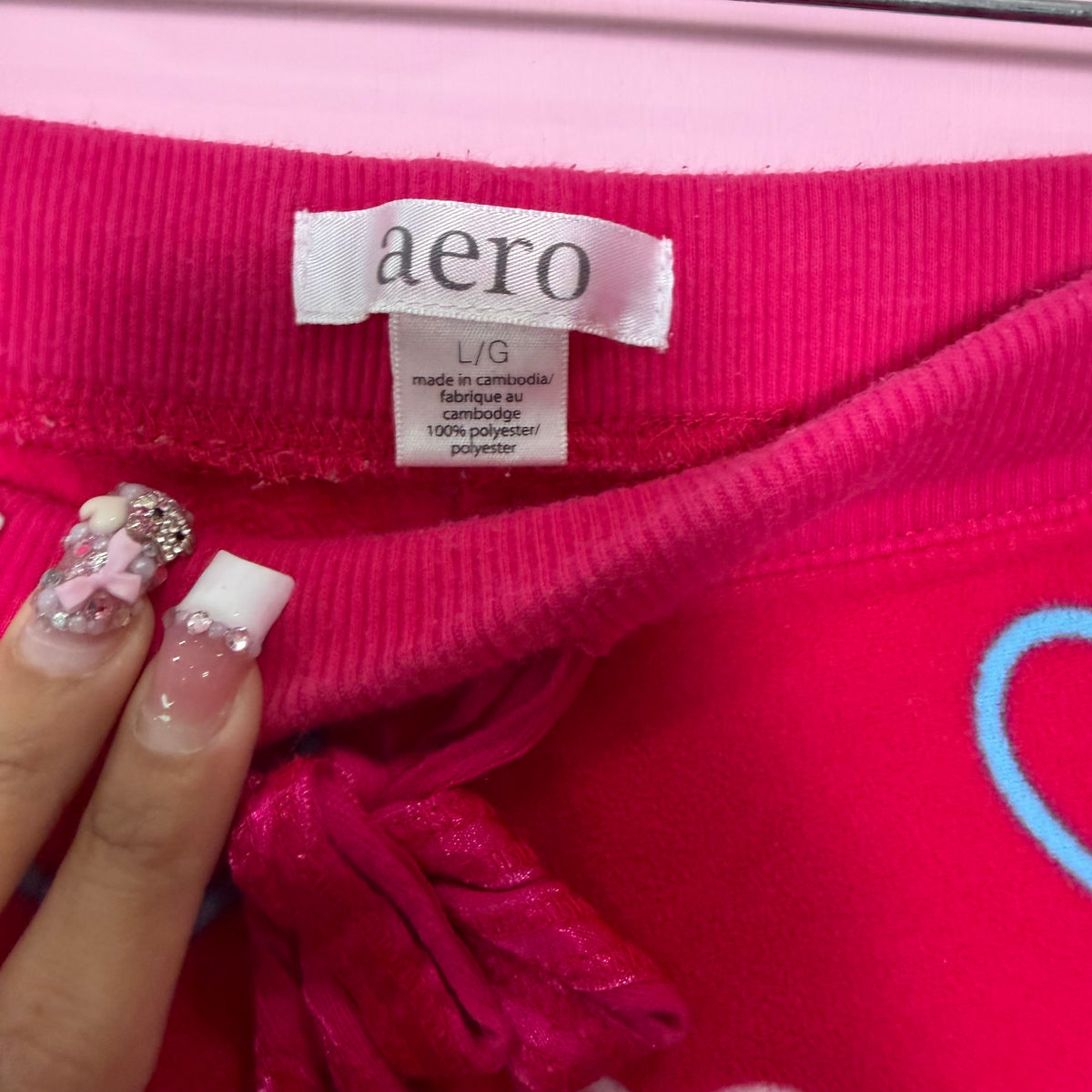 (L) early 2000s heart print Aeropostale pj pants