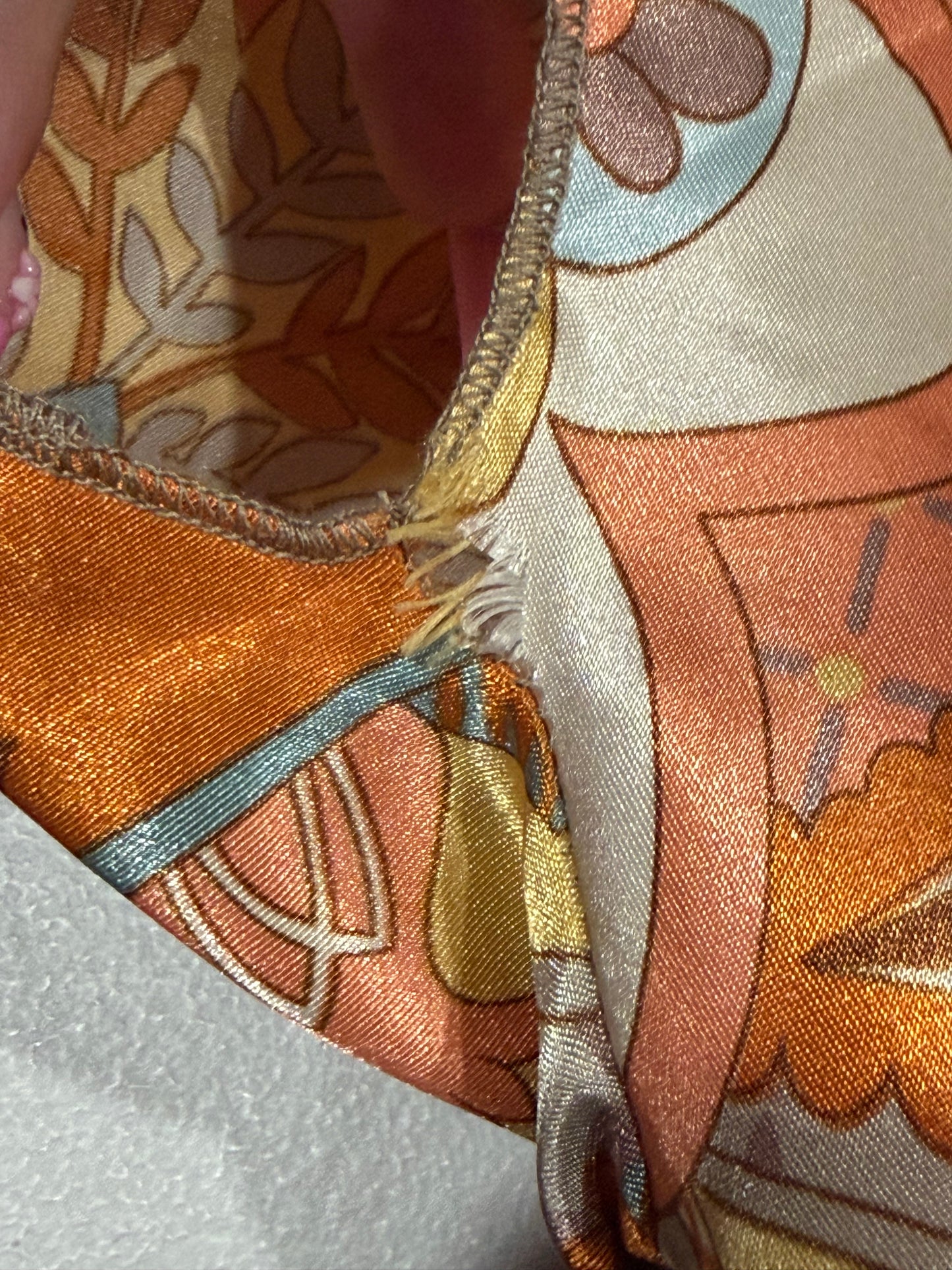(L) y2k paisley print silk babydoll top