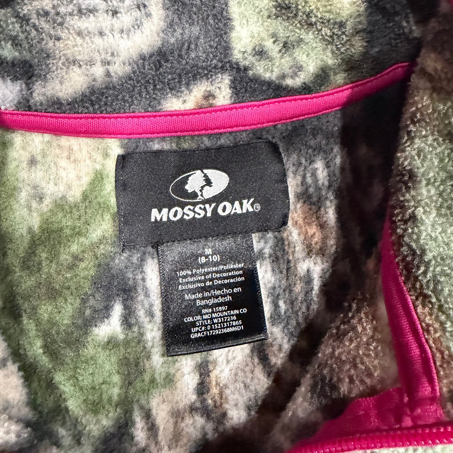 (M) Mossy Oak Fleece Pink & Camo Jacket