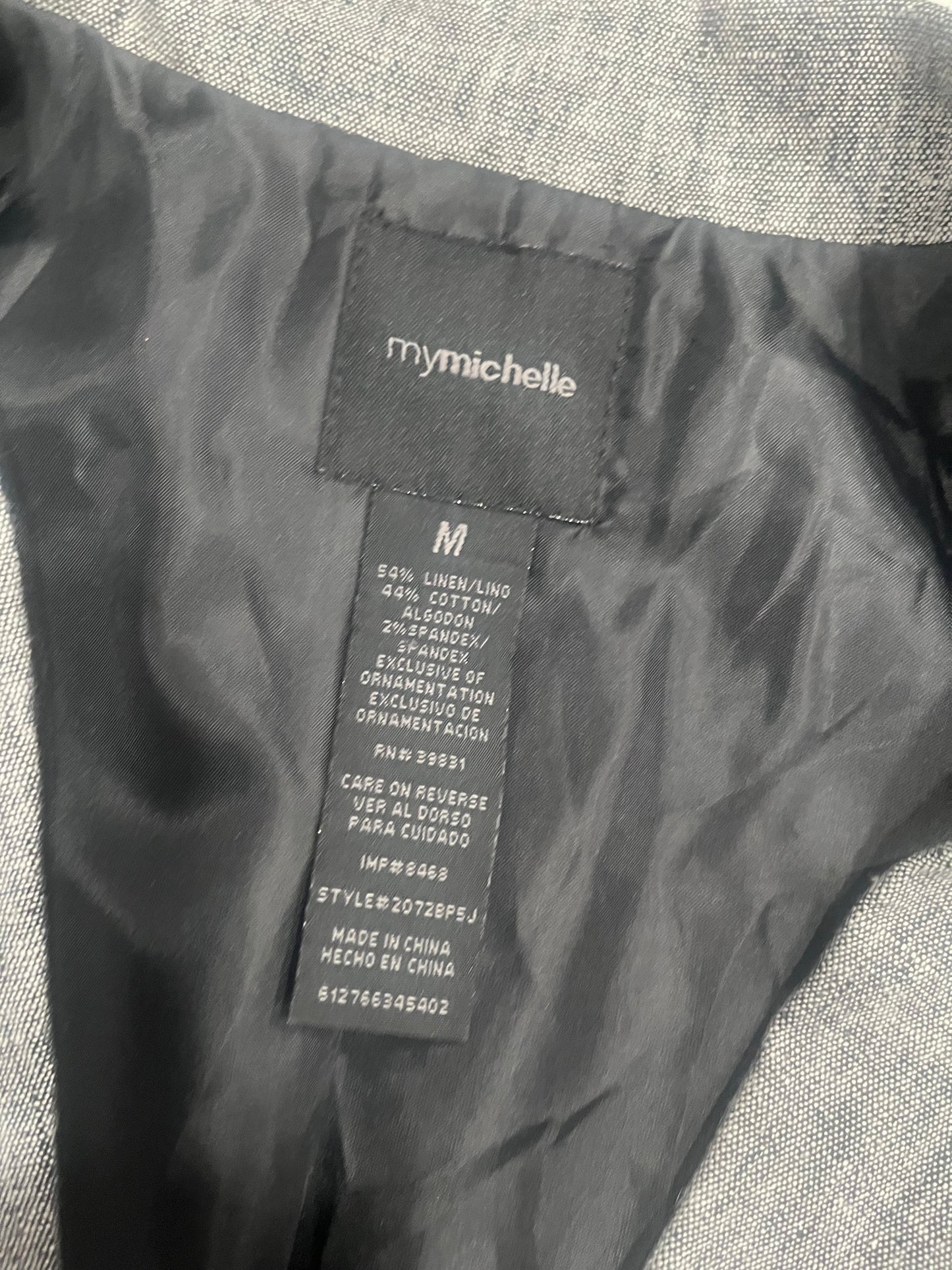 (M) VTG Gray Tie Up Button Up Short Sleeve Blazer