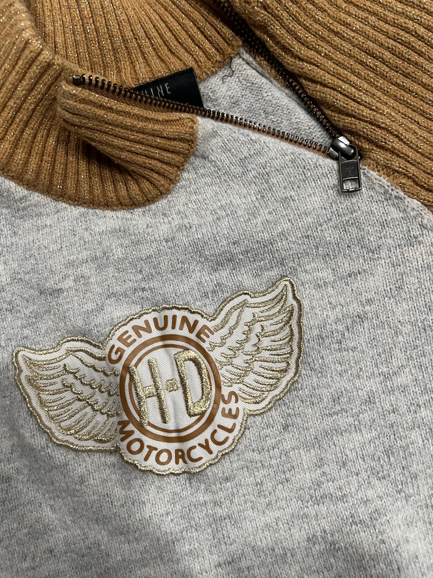 (L) Vintage Knit Harley Davidson Embroidered Long Sleeve