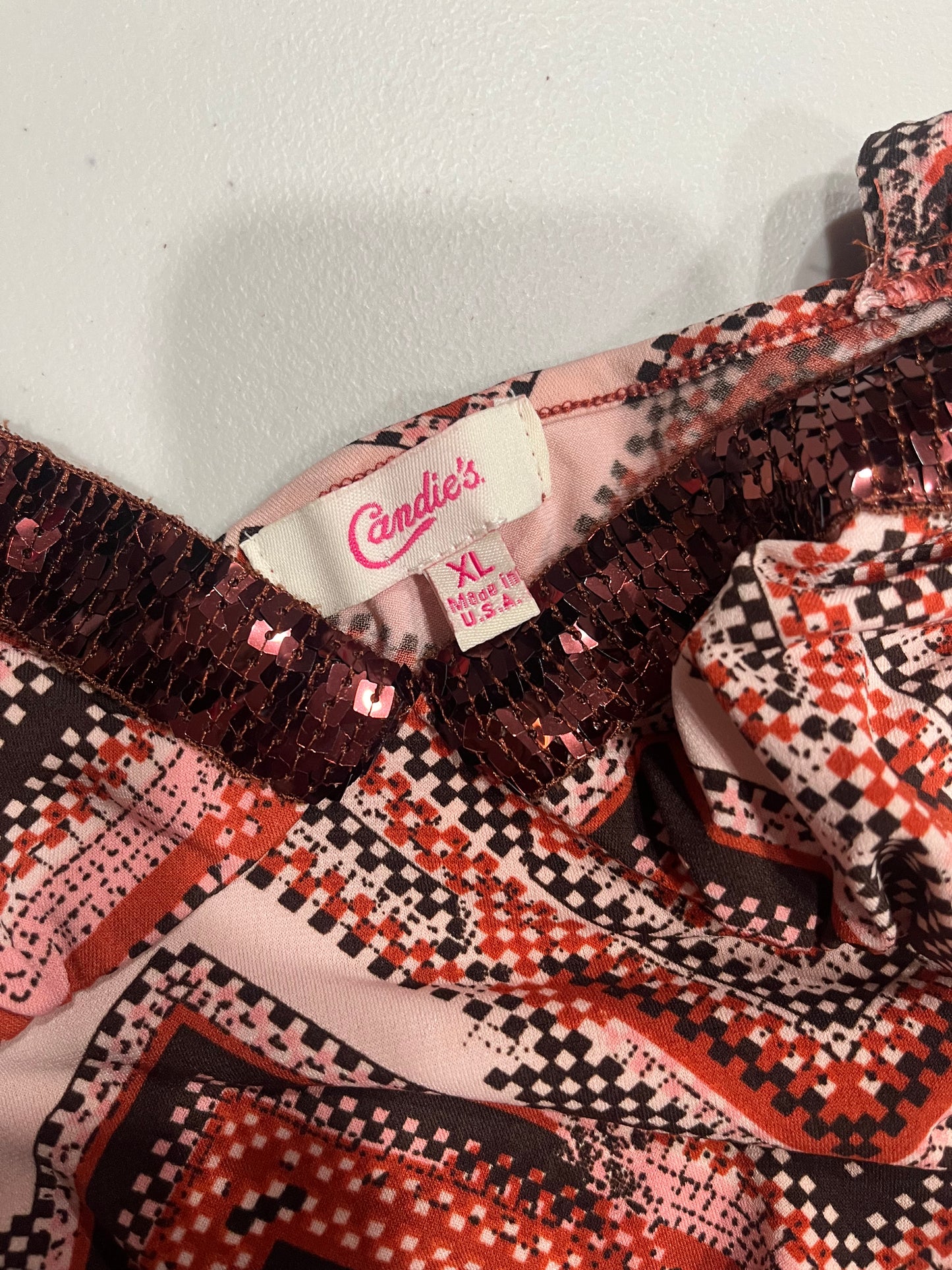 (L/XL) Y2K Candies Sequin Trim Fairy Asymmetrical Top