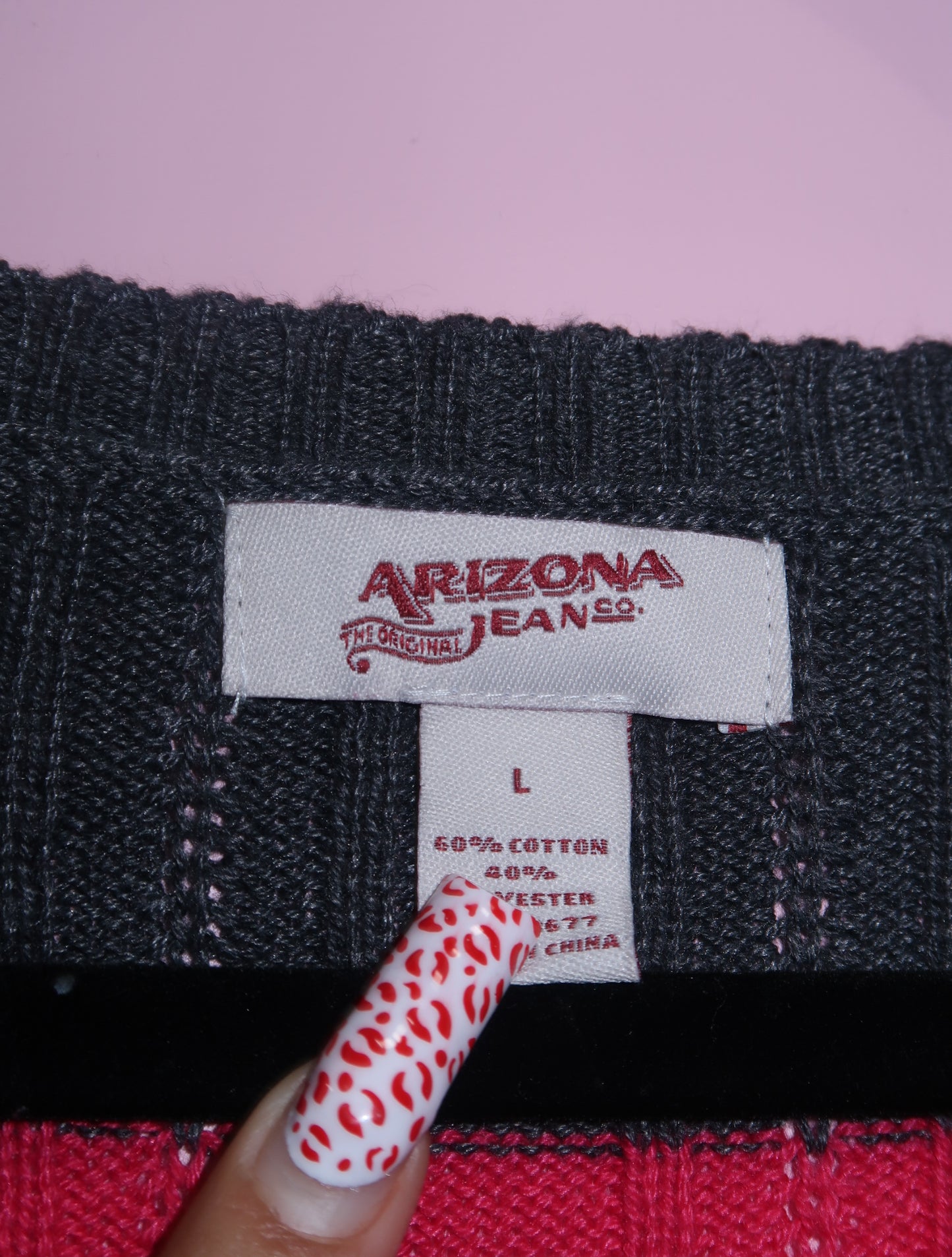 (L) Arizona pink & grey striped long sleeve