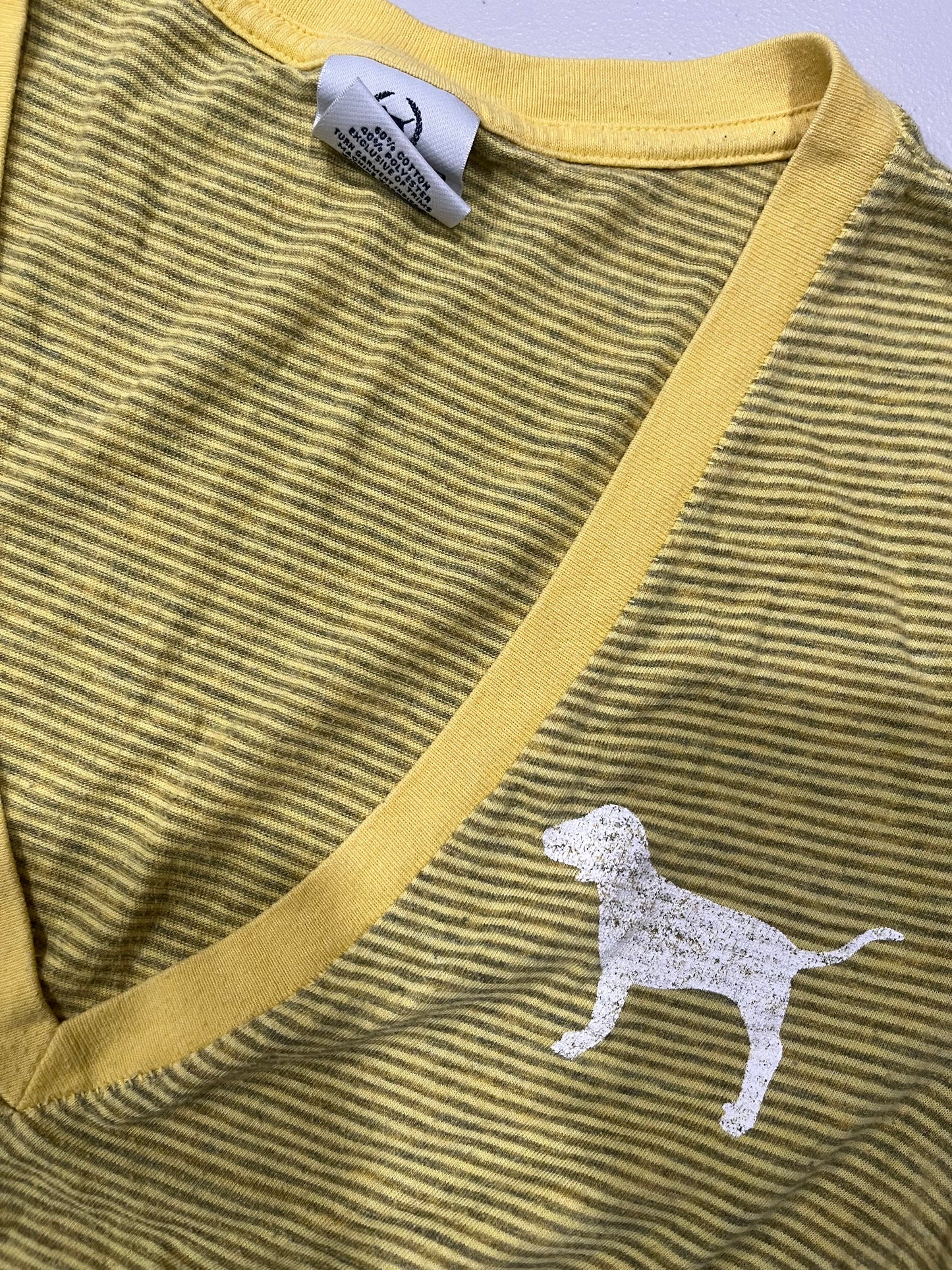 (M/L) Victoria’s Secret PINK Yellow & Green Striped Tee