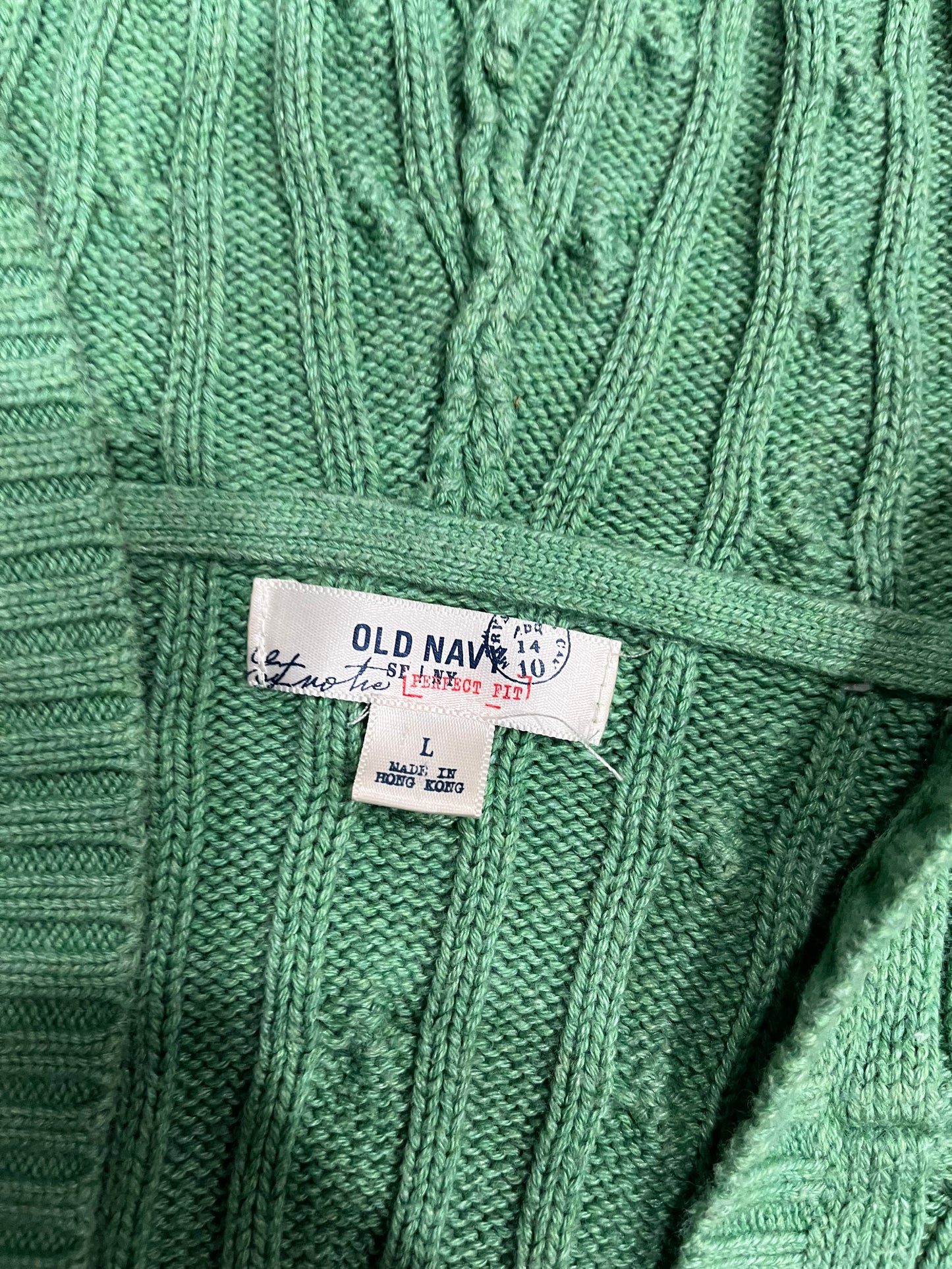 (L)2000s Knit Low V Neck Green Sweater
