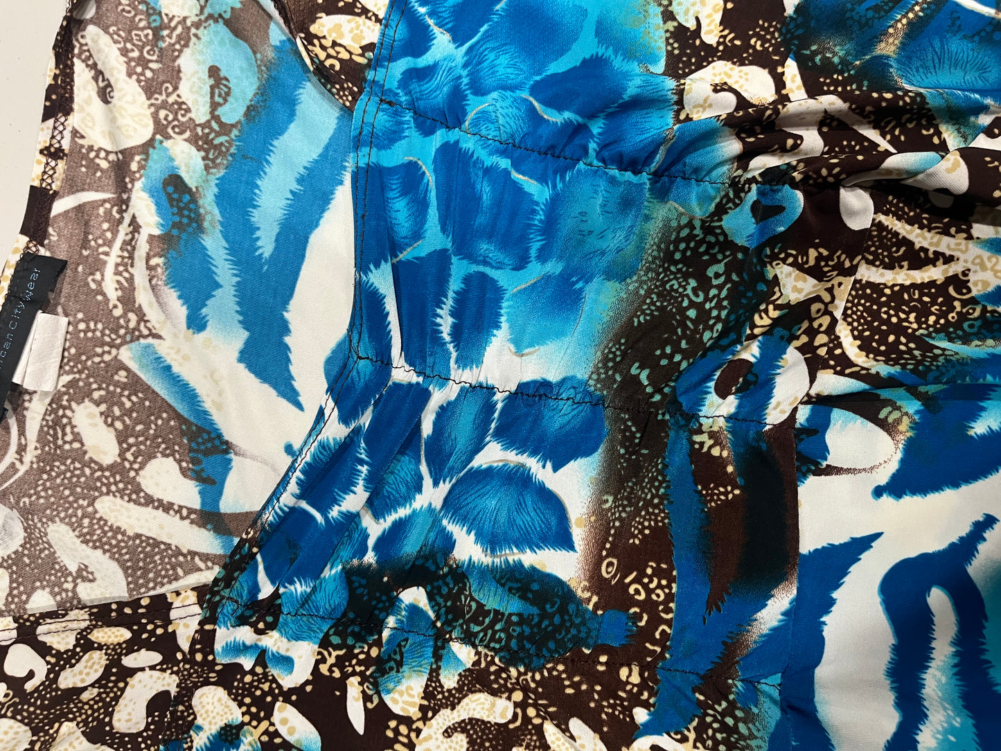 (L) 2000s Leopard & Zebra Print Asymmetrical Top