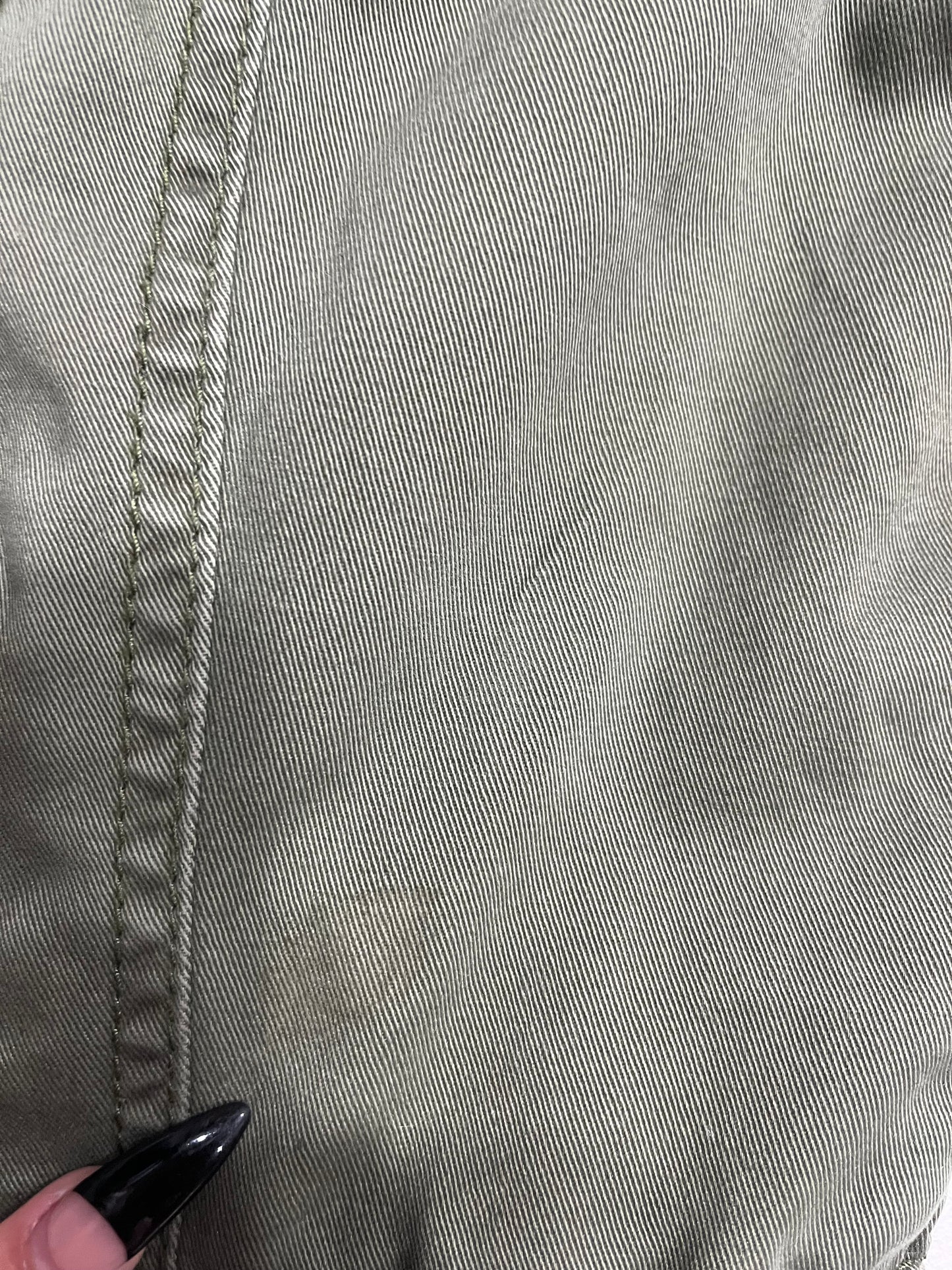 (S/M) 2000s Abercrombie & Fitch Green Fur Hood Faux Lined Adjustable Jacket