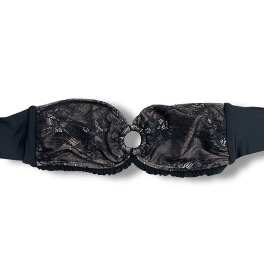 (L) Grunge Purple & Black Lace Strapless Bikini Top