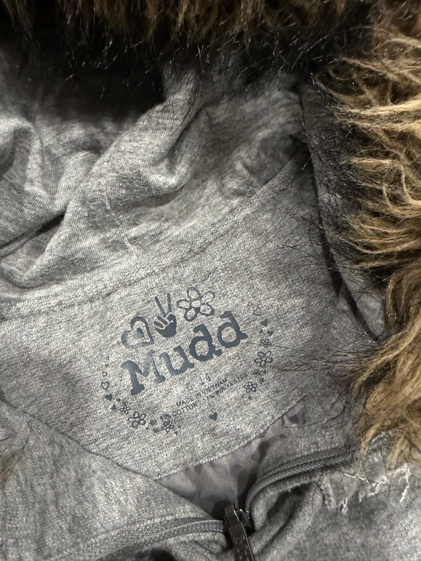 (XS/S) 2000s mudd fur hood grey vest