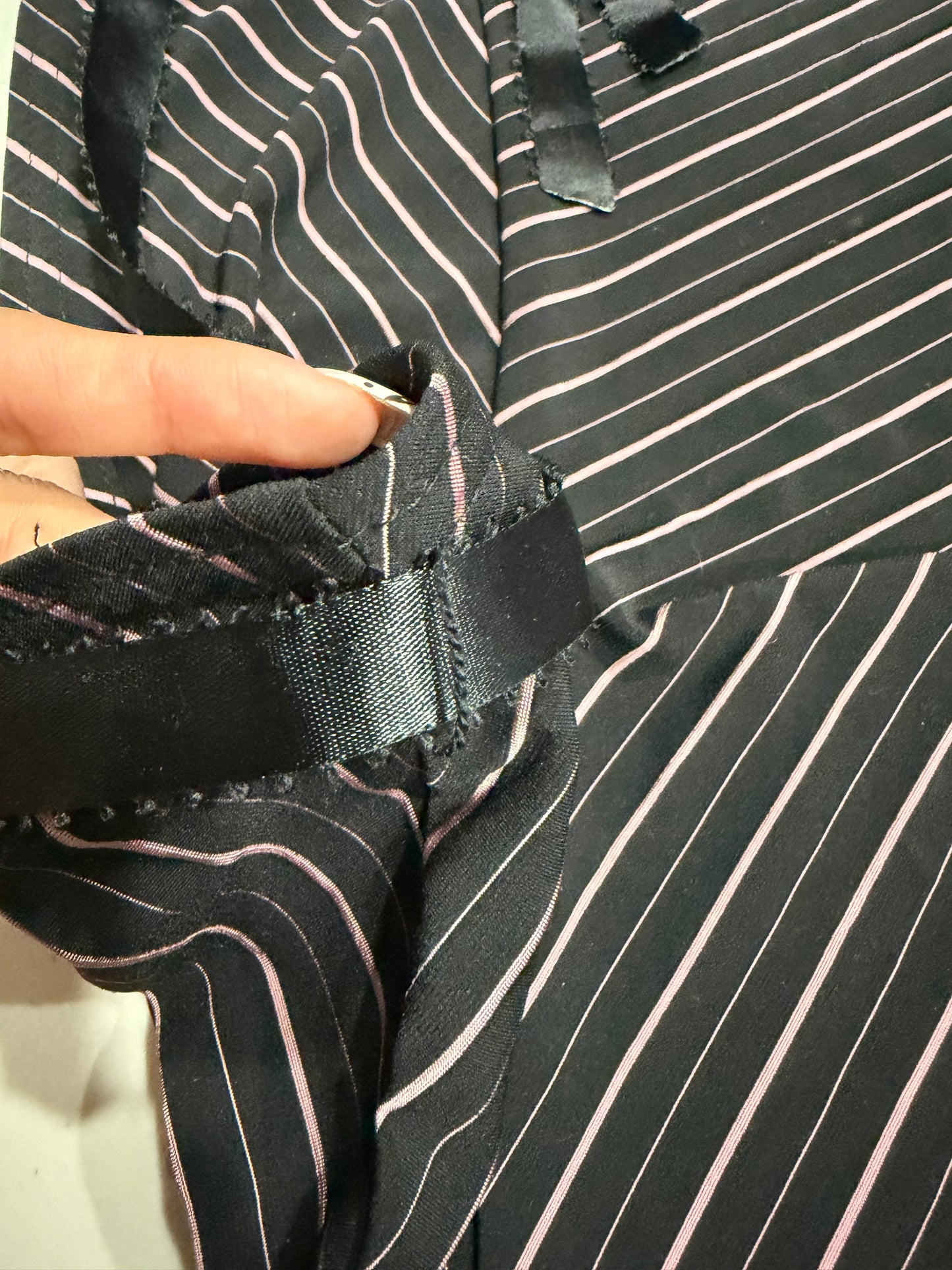 (27”) vintage striped silk bow midi skirt