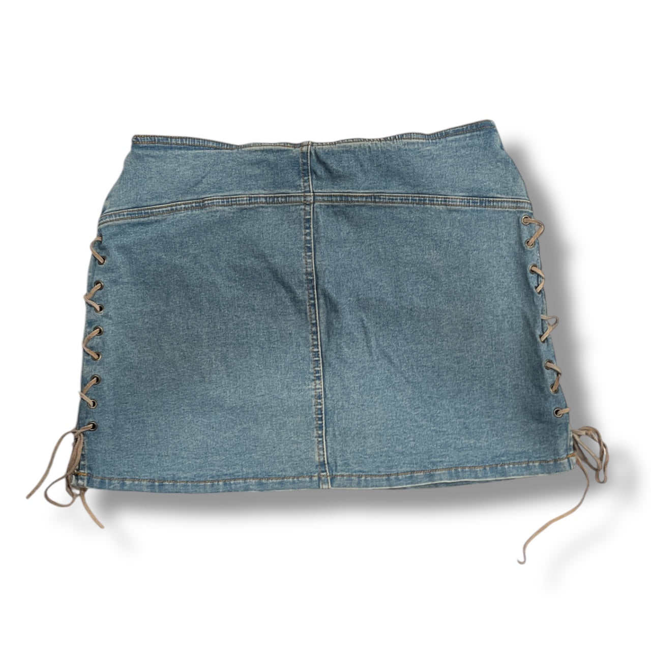 (28”) Vintage “One Tuff Babe” Denim Tie up Skirt