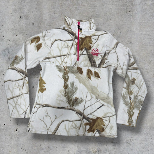 (M) pink realtree camo pullover fleece jacket