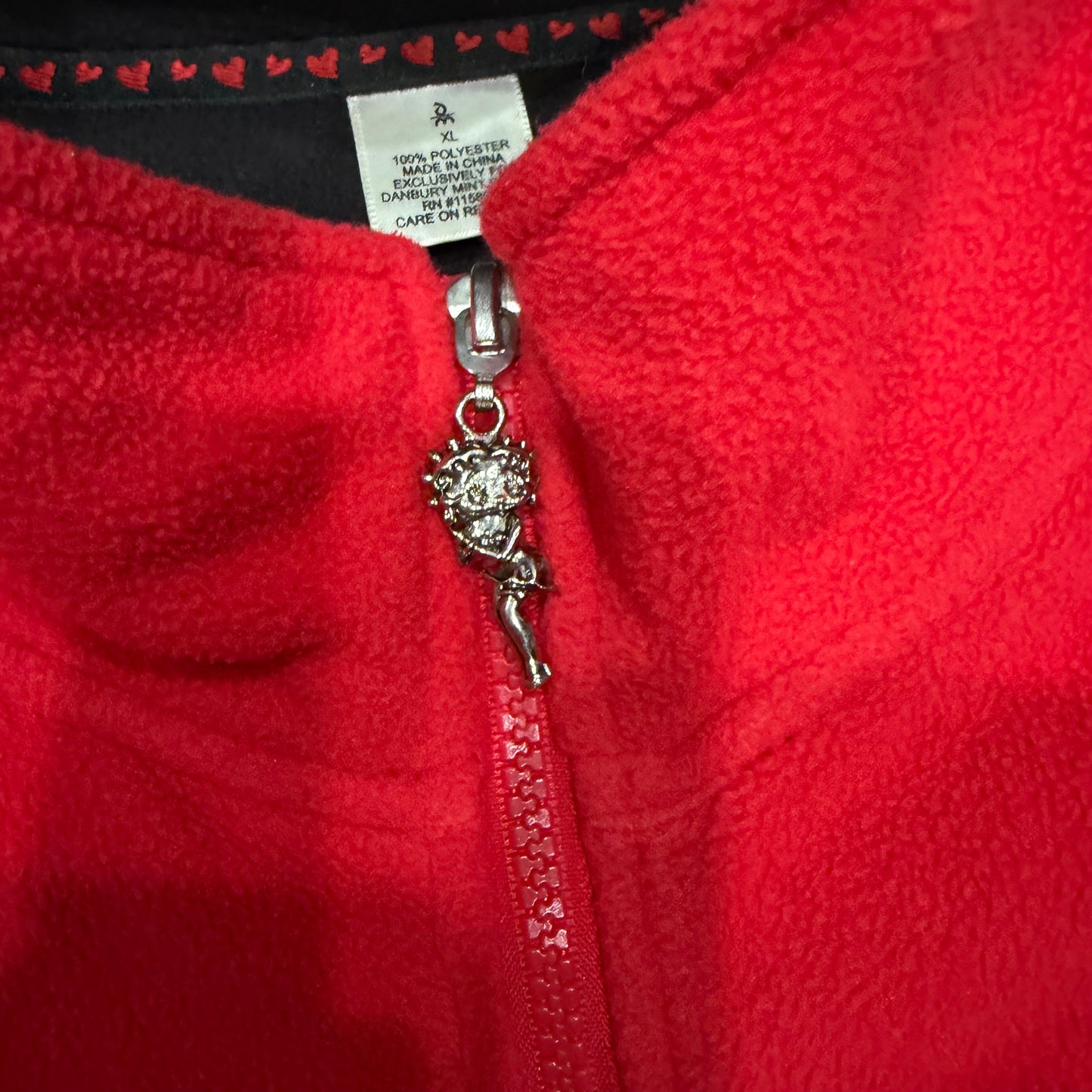 (XL) Vintage/ Y2K Betty Boop Fleece Embroidered Jacket / adjustable waistband