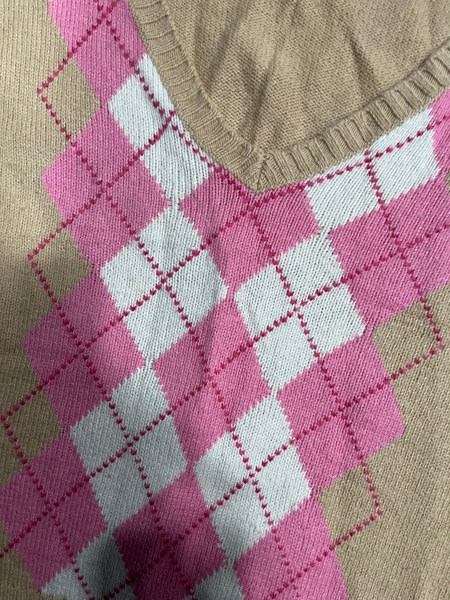 (L) Aeropostale Pink Argyle Sweater