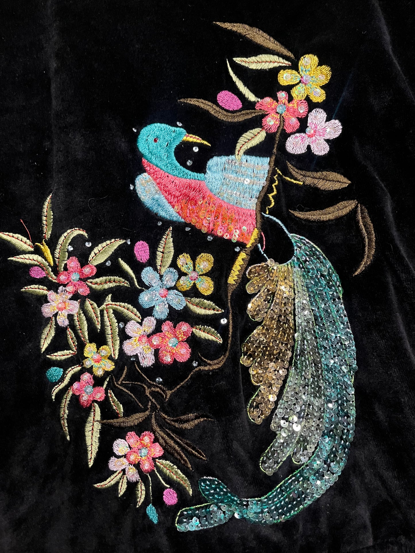 (S/M) BCBG Embroidered Sequin Velour Jacket