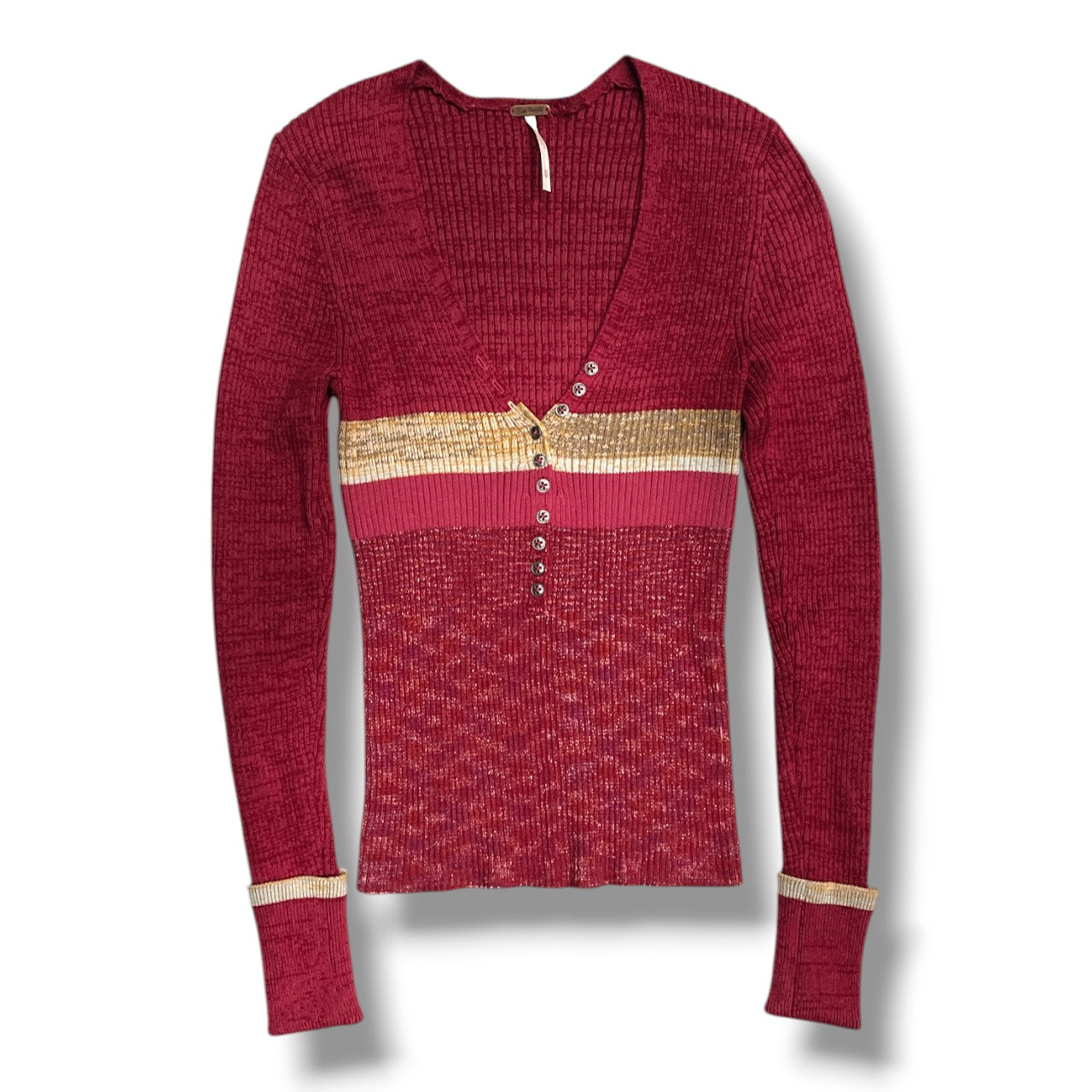 (XS/S) free people knitted button up fitted fall top