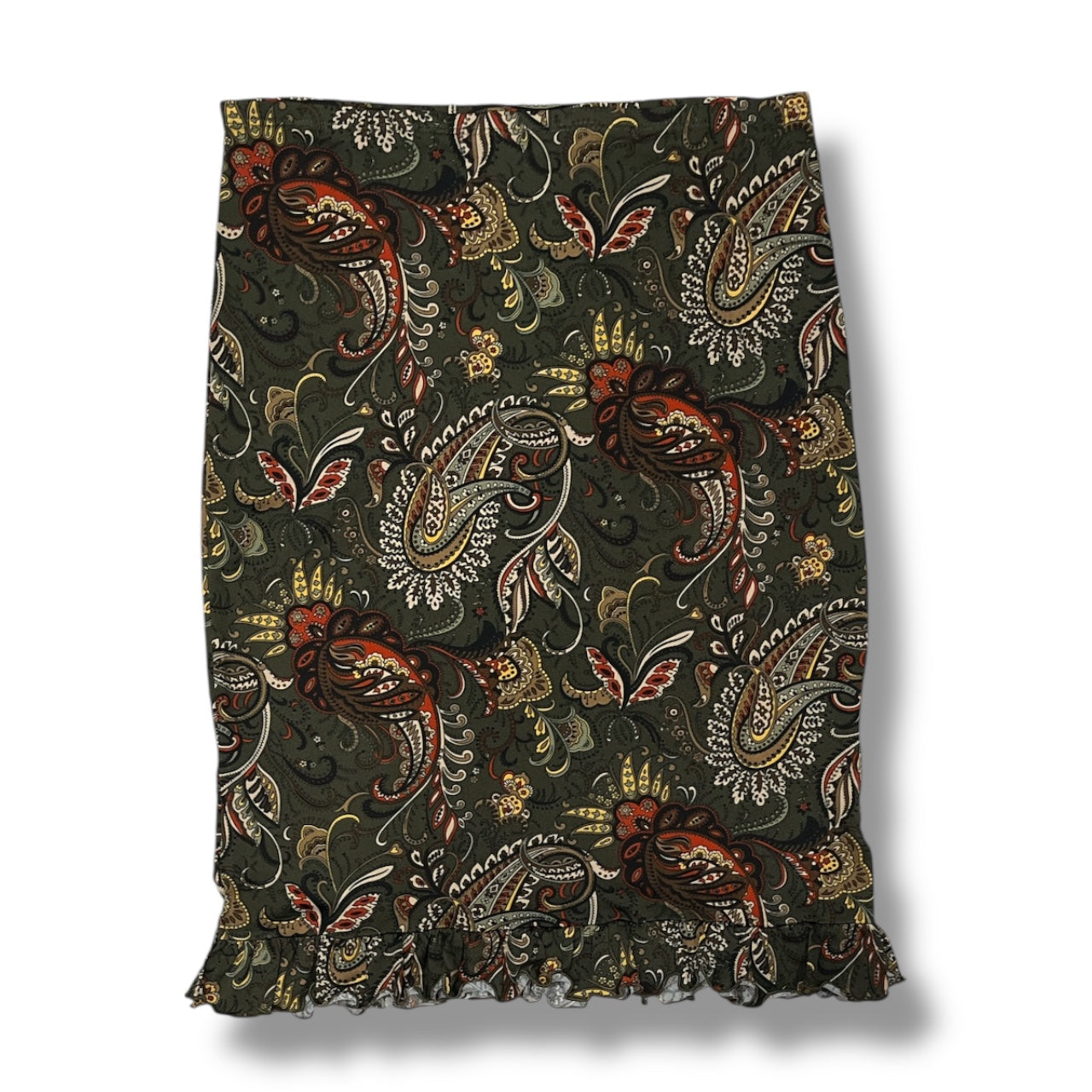 (XS/S) Vintage Bohemian Paisley Print Midi Skirt