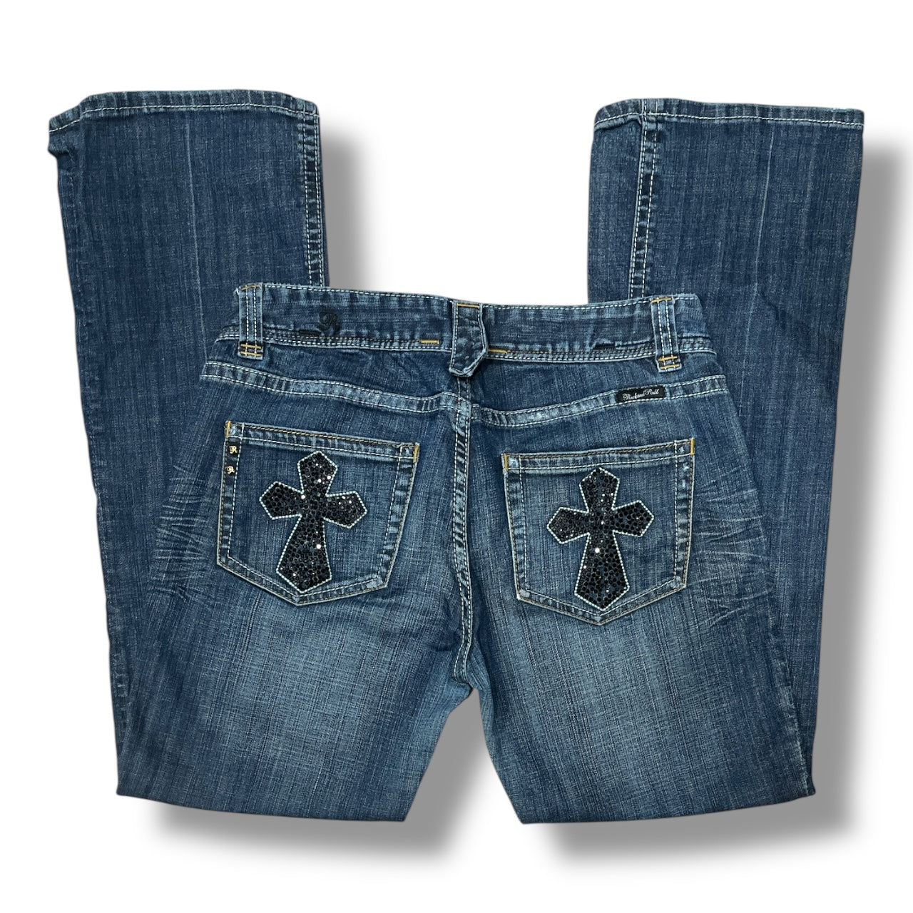 (31”) Rock & Roll Cowgirl Embellished Cross Jeans