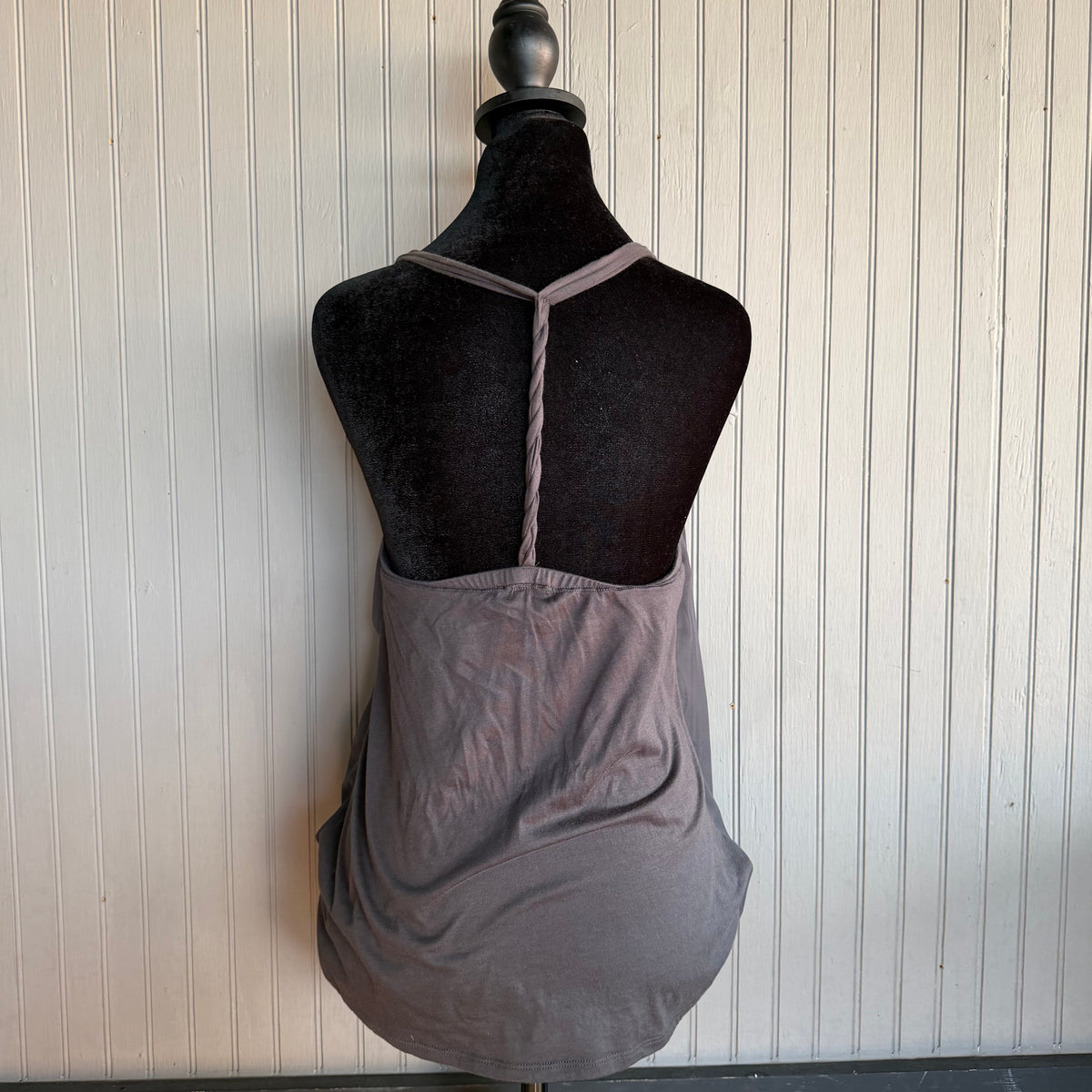 (M) 2000s Express grey beaded cowl neck halter top