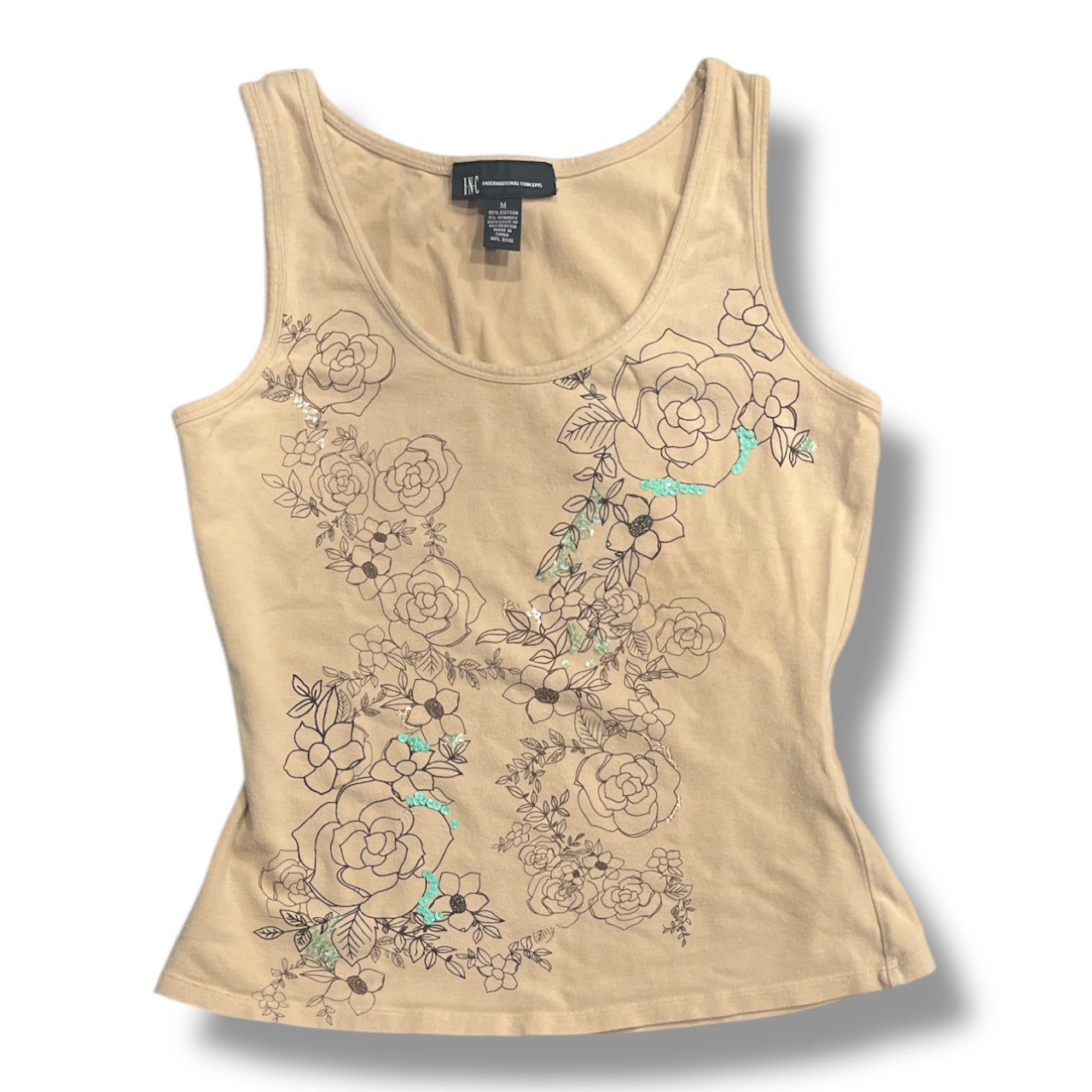 (M) Vintage Floral Sequin Detailed Tank