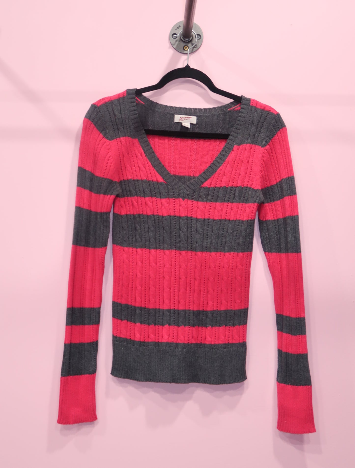 (L) Arizona pink & grey striped long sleeve