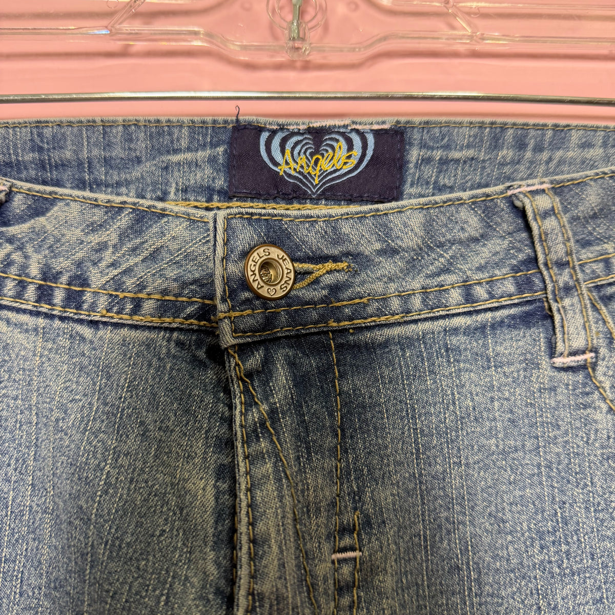 (31”) 2000s angels embellished low rise flared jeans