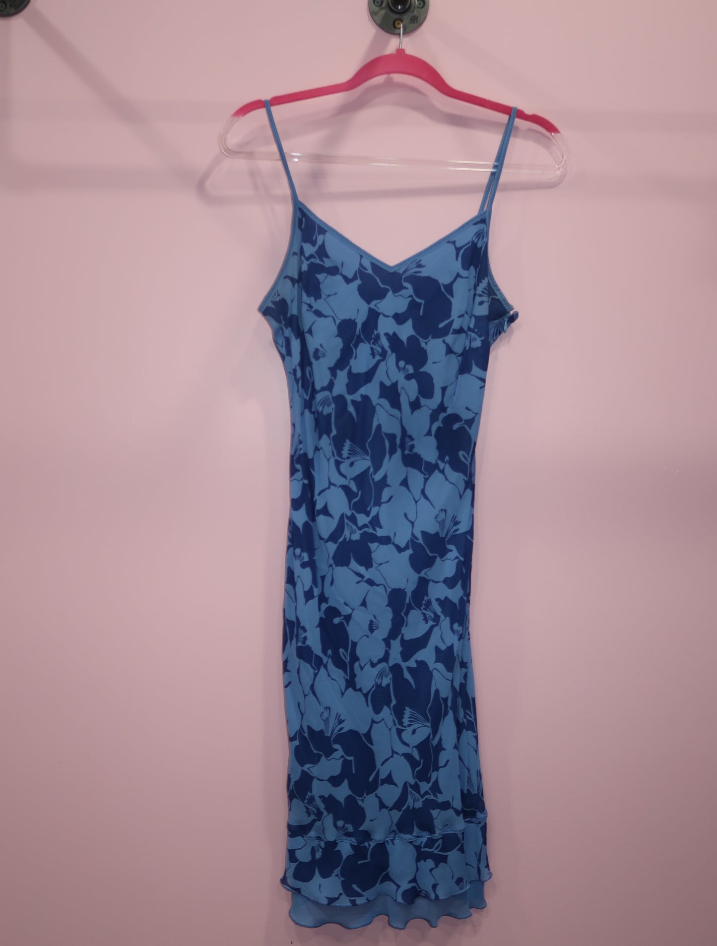 (M) early 2000s American Eagle blue floral maxi dress