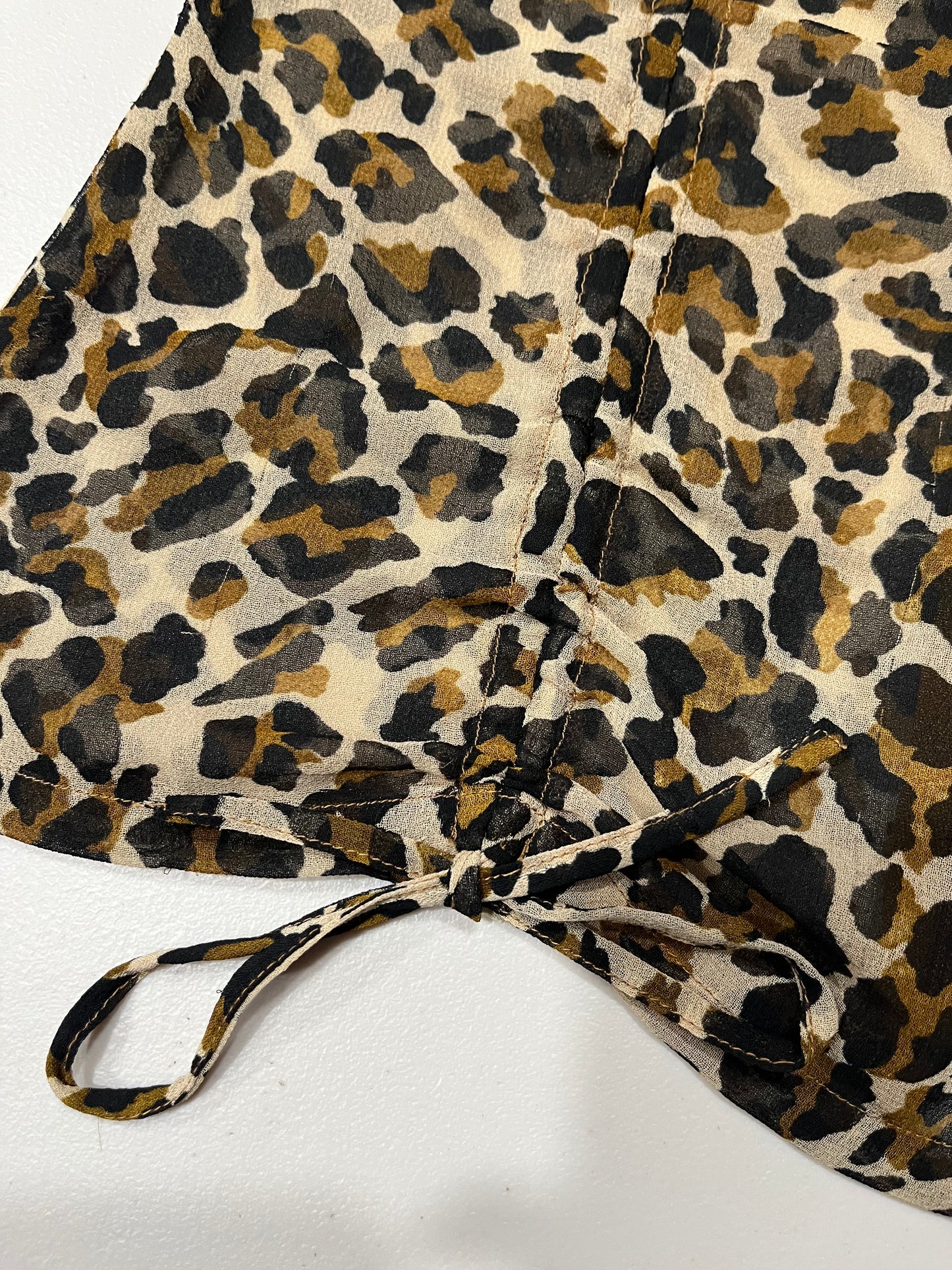 (M) Y2K Leopard Print Sequin Lace Trim Cami Tank