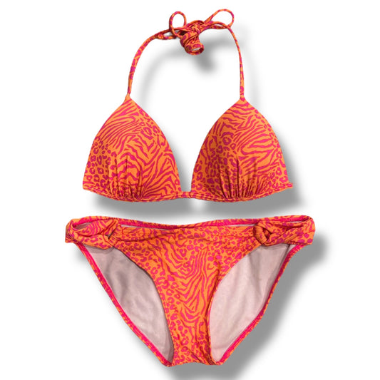 (M) Y2K Leopard Print Pink & Orange Bikini Set