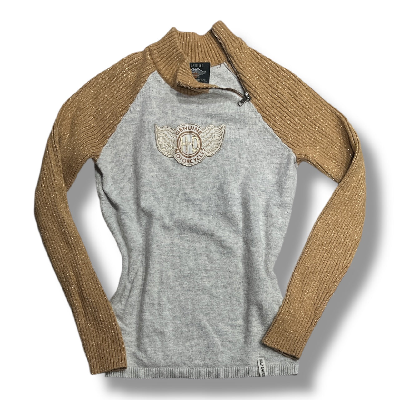 (L) Vintage Knit Harley Davidson Embroidered Long Sleeve