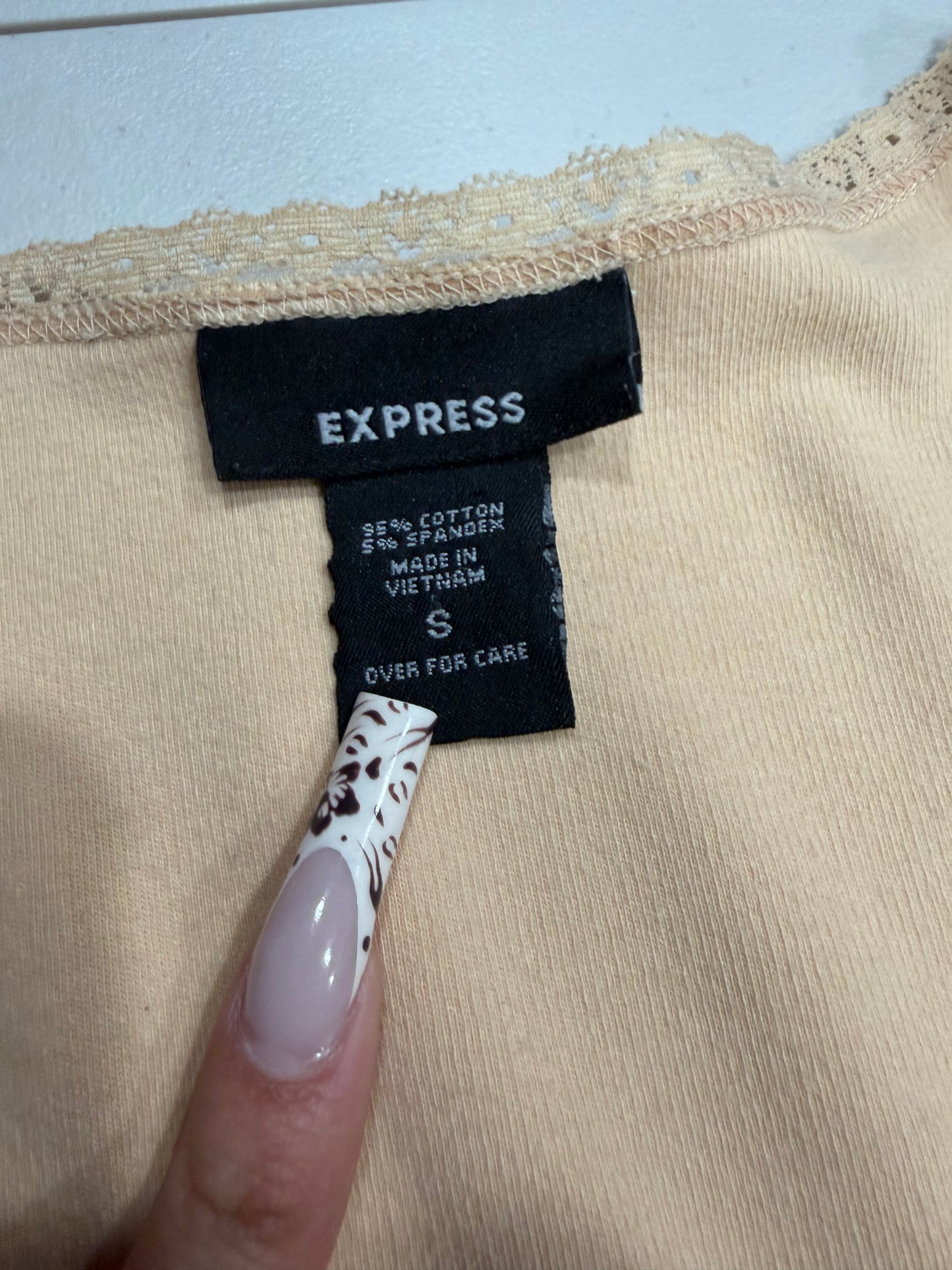(S/M) 2000s express lace trim tan top