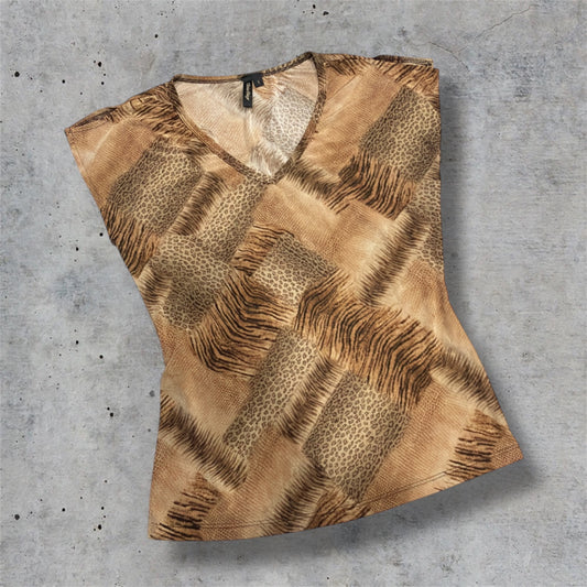 (M) vintage animal print sheer top