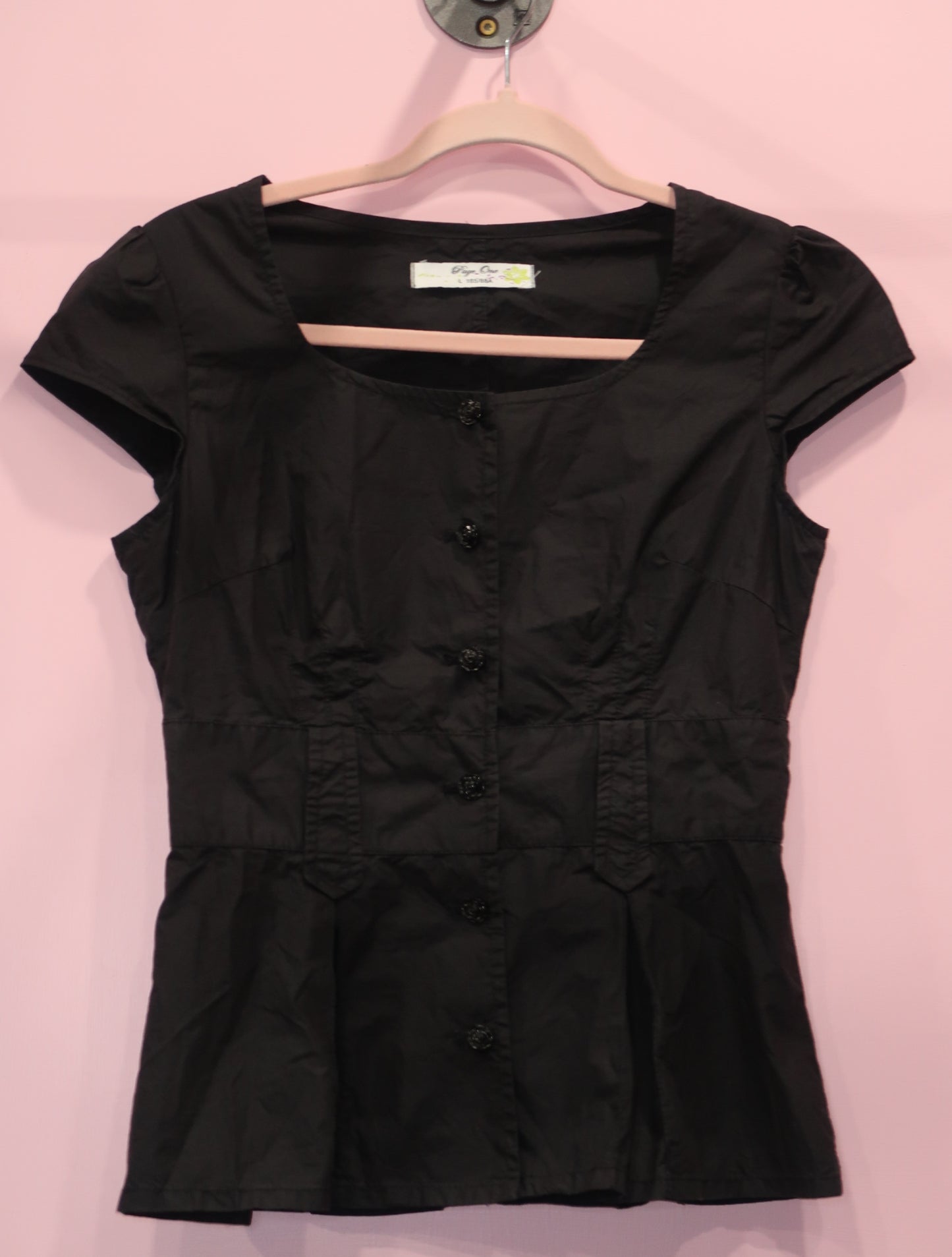 (M/L) y2k papaya rose button up top