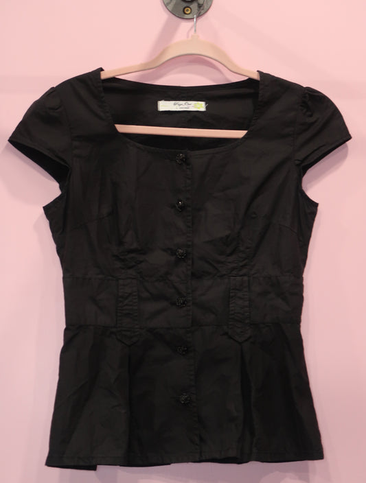 (M/L) y2k papaya rose button up top