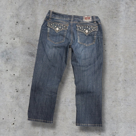 (30”) 2000s la idol embellished stud capri jeans