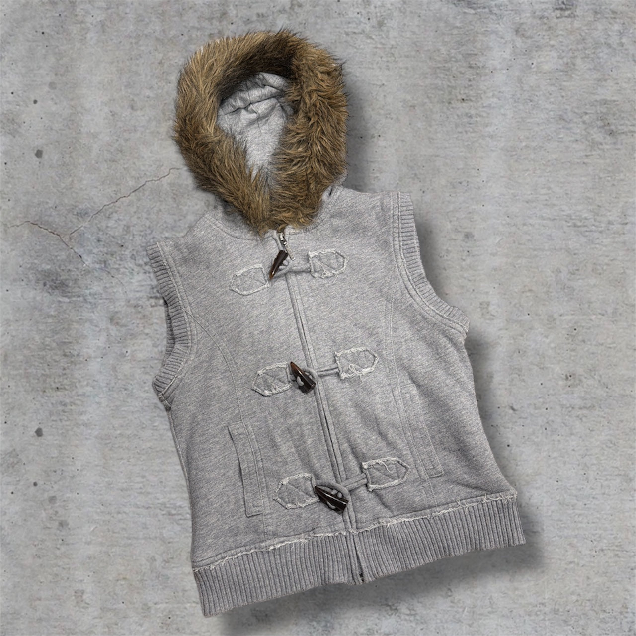 (XS/S) 2000s mudd fur hood grey vest