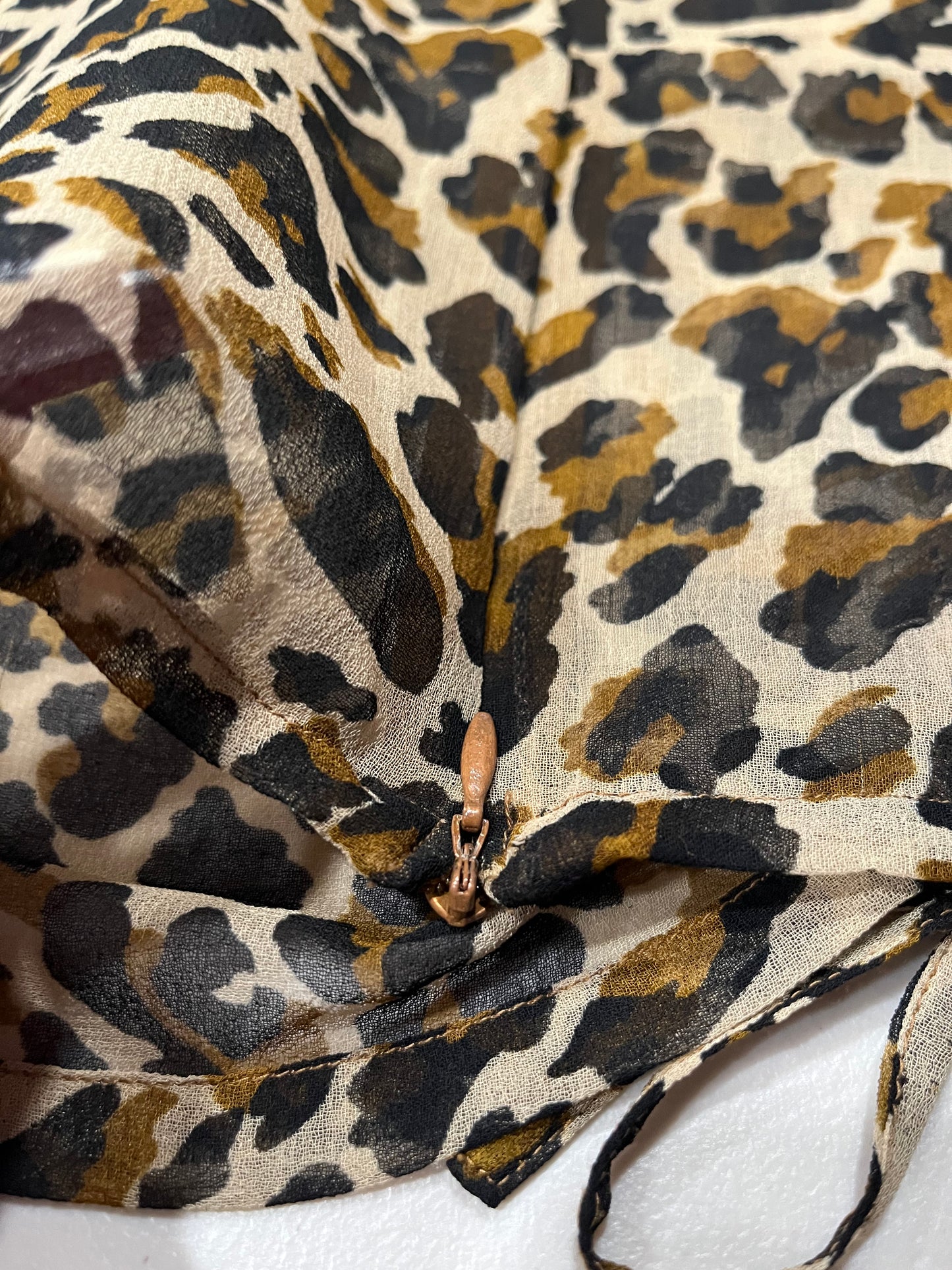 (M) Y2K Leopard Print Sequin Lace Trim Cami Tank