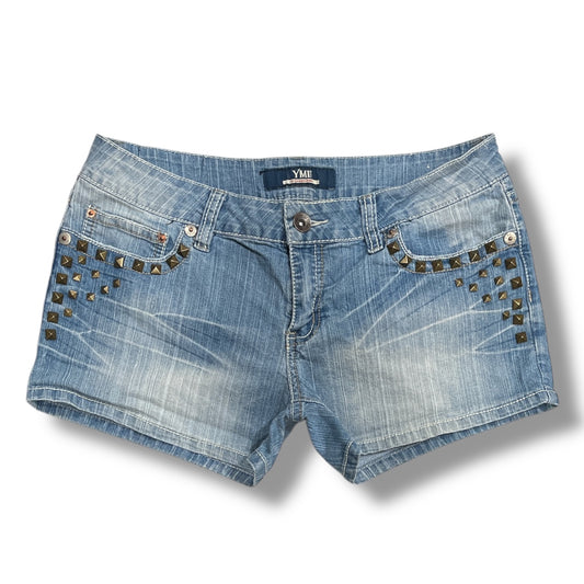 (31”) Grunge Studed Denim Shorts