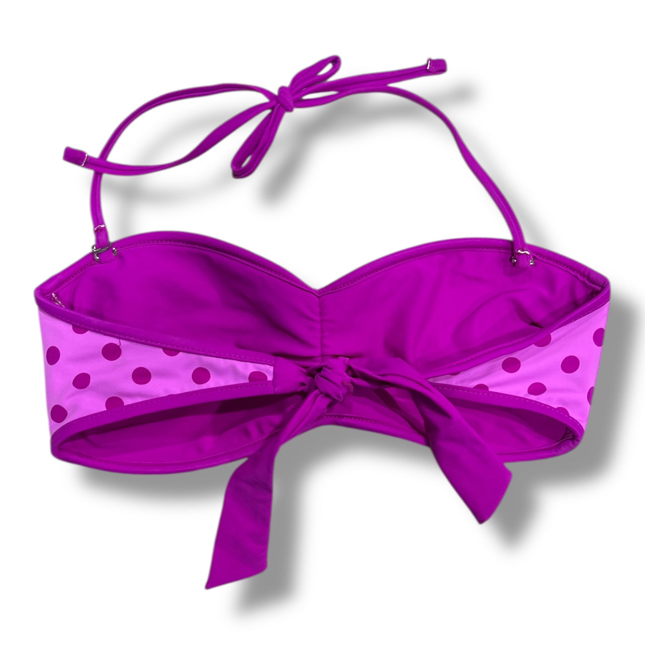 (L) Y2K Purple Polka Dot Halter Bikini Top