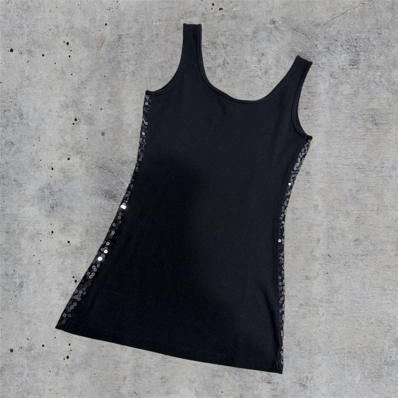 (S) express sequin fitted tank top