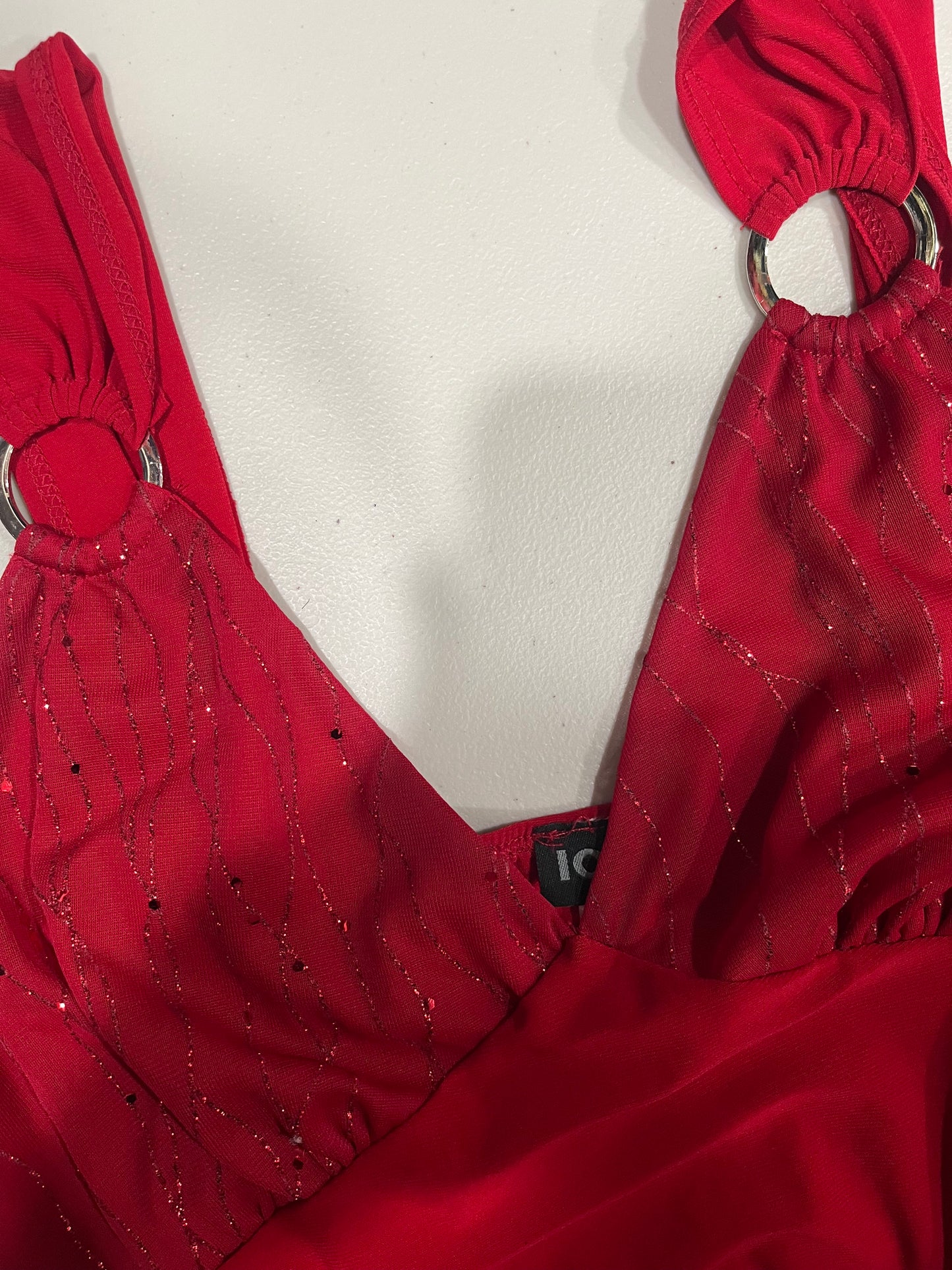 (1XL) Y2K Red Asymmetrical Club Top