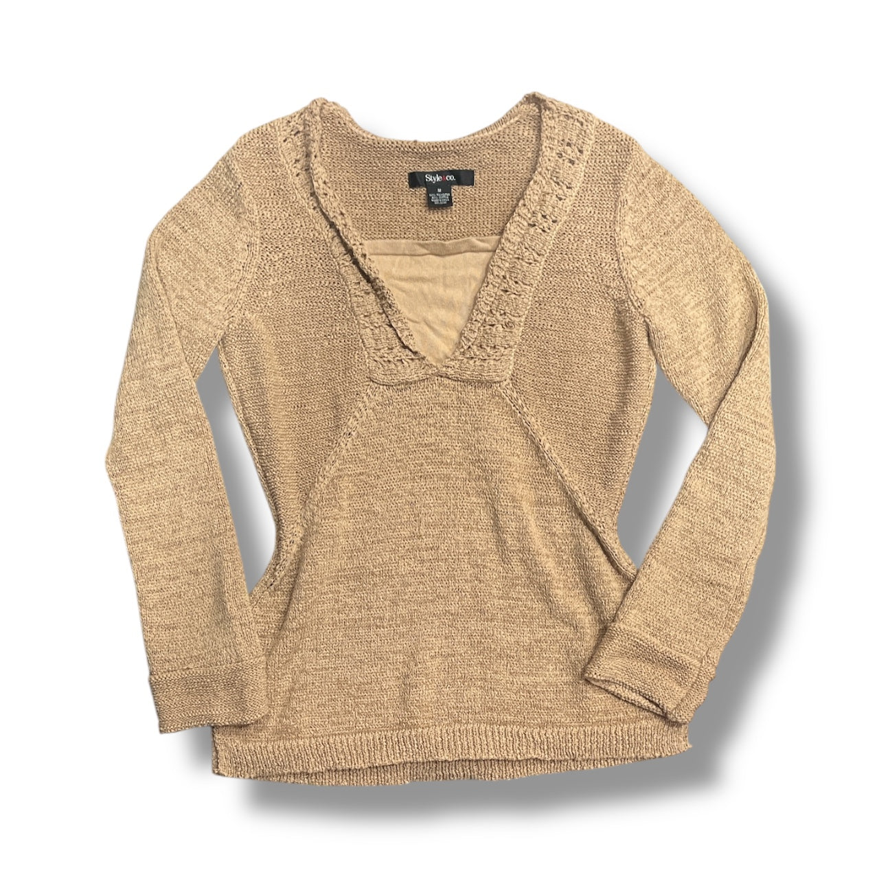 (M) VTG Knit Detailed Trim Sweater