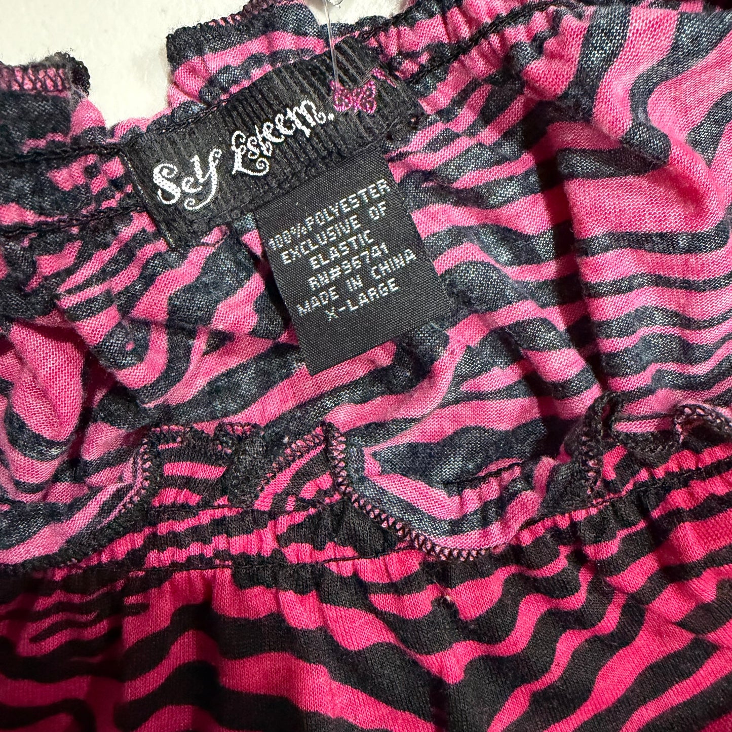 (L/XL) y2k pink zebra print top