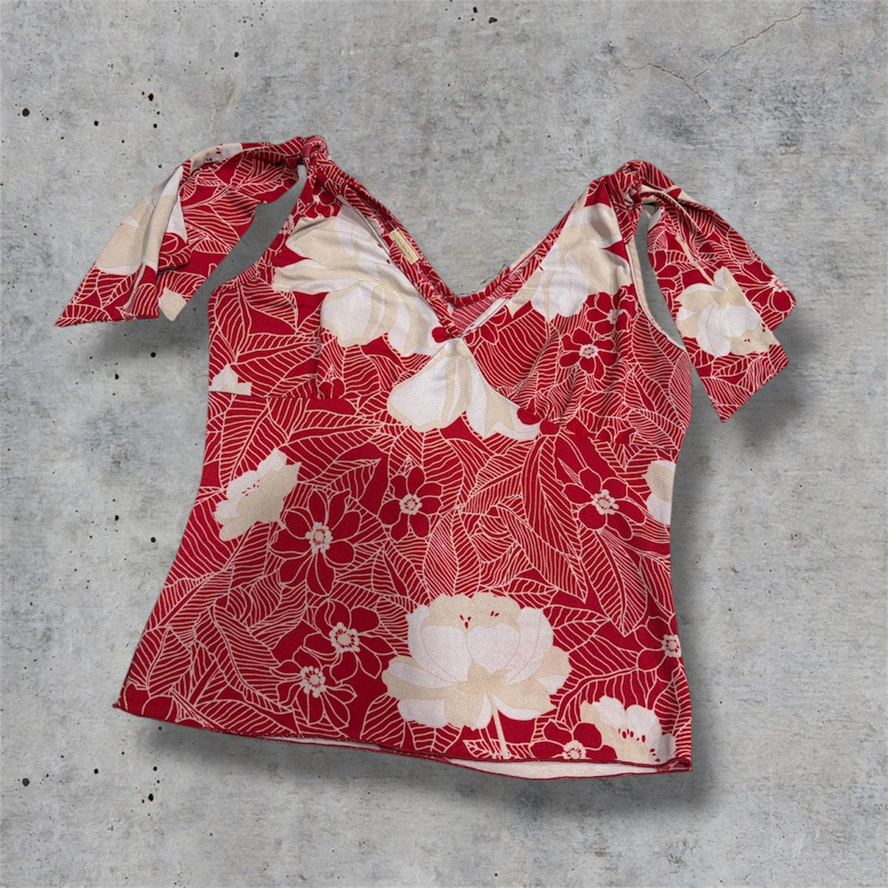 (M/L) Vintage/Y2K Floral Tie Strap Top