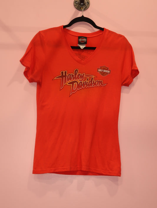 (M/L) Harley Davidson orange graphic top