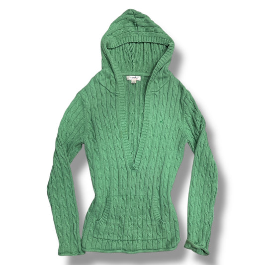 (L)2000s Knit Low V Neck Green Sweater